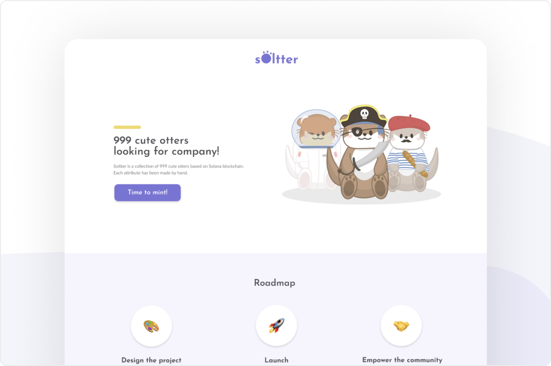 Soltters Landing Page interface