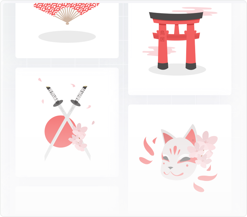 Showcase of the Japanese theme illustrations